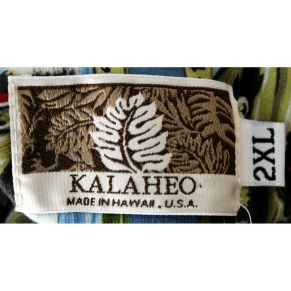 Kalaheo Blue Hawaiian Shirt Planes Bomber Jets Flowers Men's 2XL WW2 WWII - Picture 11 of 11